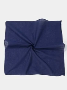 1 pieza Pañuelo de bandana clásico de unicolor, multiuso como diadema, braga para el cuello o mascarilla facial para deportes y actividades al aire libre - Azul Marino - Ver 3