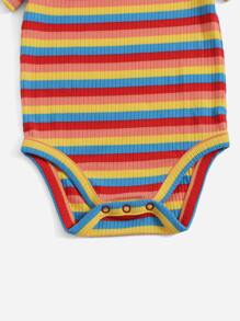 SHEIN Baby Colourful Striped Print Bodysuit - Multicolor - View 4