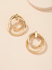 圓形耳墜 - 金黃色 - 查看 2