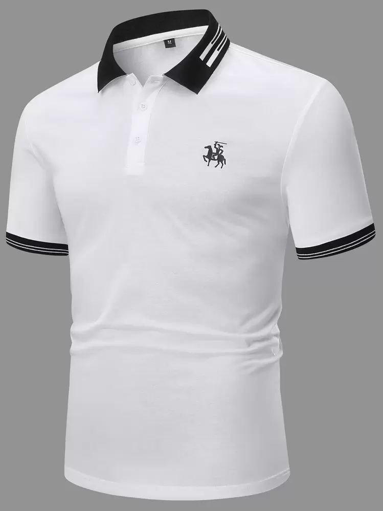 Manfinity Men Horse Print Contrast Trim Polo Shirt SHEIN