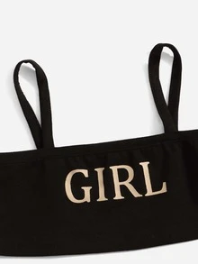 SHEIN 嬰兒女孩字母圖形背心上衣和翻蓋口袋短褲