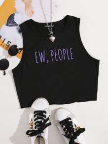 SHEIN Unity Letter Graphic Tank Top - Black - View 1