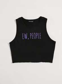 SHEIN Unity Letter Graphic Tank Top - Black - View 3