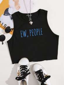SHEIN Unity Top tank con estampado de letra - Negro - Ver 1