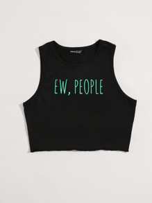 SHEIN Unity Letter Graphic Tank Top - Black - View 3