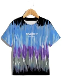 Boys Letter And Brush Print Tee - Multicolor - View 1