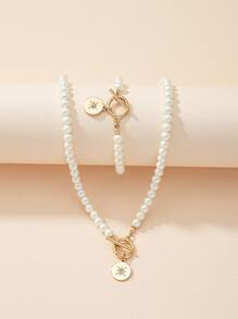 2 piezas Set joya colgante de redondo - Multicolor - Ver 2