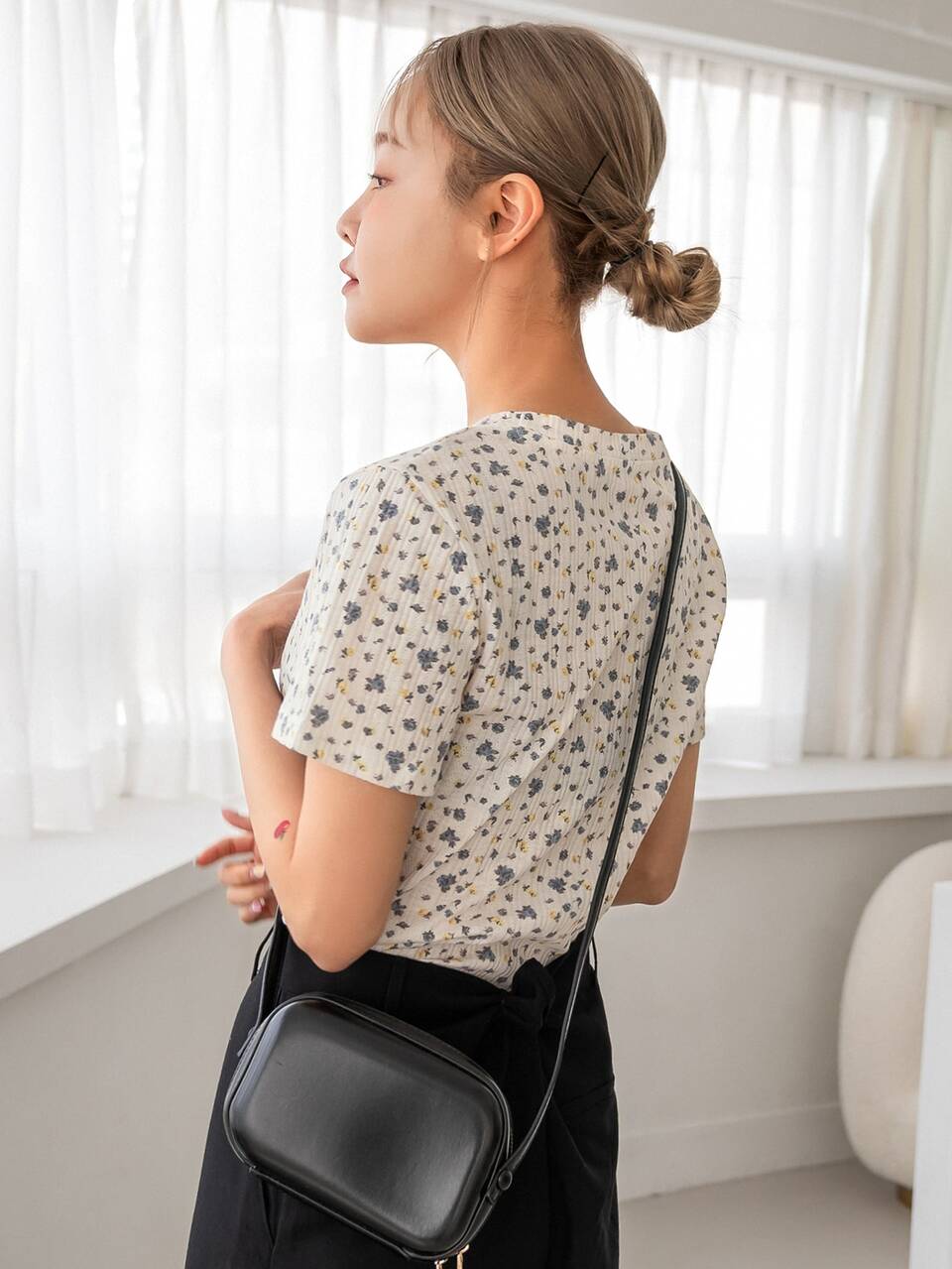Ditsy Floral Rib-knit Tee