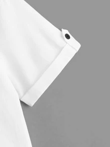 Shein Boys Roll Tab Sleeve Patched Pocket Half Button Shirt Shein Usa
