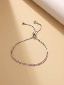 1 pieza Brazalete de cristal de moda minimalista y elástico - Rosa - Ver 2