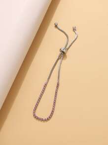 1 pieza Brazalete de cristal de moda minimalista y elástico - Rosa - Ver 5