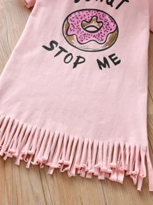 SHEIN Đầm bé gái mép Hoạt hình Giải trí - Màu Hồng baby - Xem 3