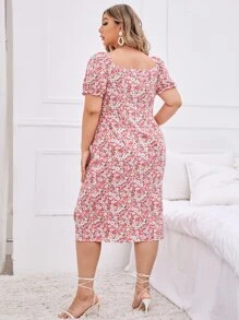 Đầm Plus Size Tách cao Hoa Tất cả trên in Boho - Nhiều màu - Xem 4