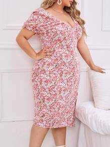 Đầm Plus Size Tách cao Hoa Tất cả trên in Boho - Nhiều màu - Xem 5
