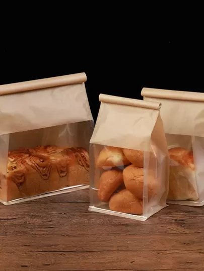 10pcs Random Color Bread Packaging Bag, Paper Toast Bread Wrapping Bag For Baking School Supplies Food Bag Food Box Suitable For Candy Chocolate Cookies Etc.