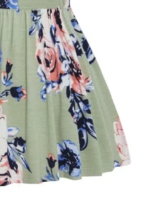 SHEIN LUNE 大碼印花荷葉邊下擺背心 - 綠色 - 查看 3