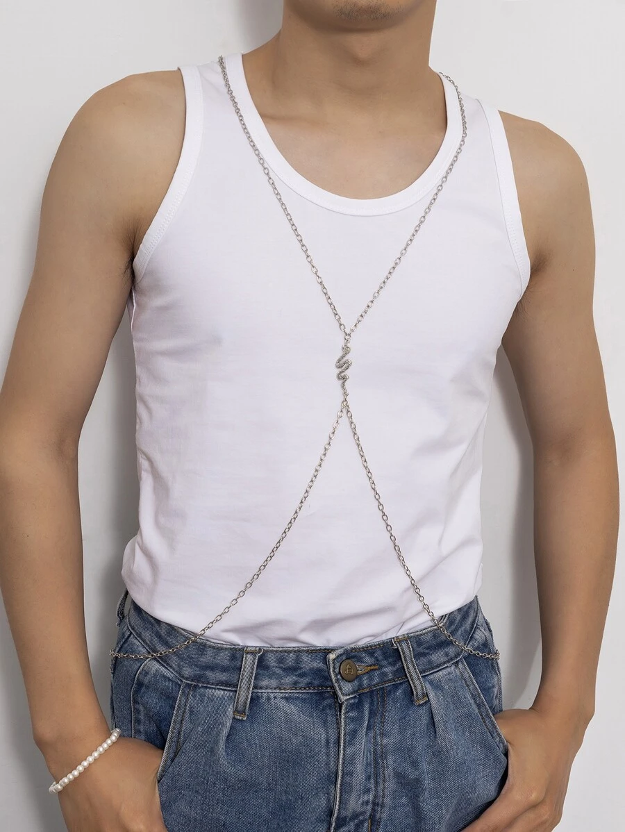 Những người đàn ông thời trang và phổ biến Chuỗi trang trí cơ thể hình rắn hợp kim để làm quà tặng trang sức và cho một vẻ ngoài sành điệu - Bạc - Xem 1