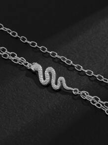 Những người đàn ông thời trang và phổ biến Chuỗi trang trí cơ thể hình rắn hợp kim để làm quà tặng trang sức và cho một vẻ ngoài sành điệu - Bạc - Xem 4