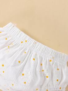 Bebé Shorts con top de tirantes con estampado floral bajo con fruncido - Blanco - Ver 5