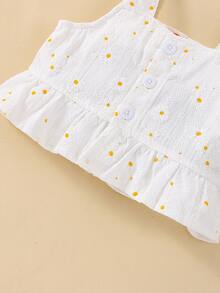 Bebé Shorts con top de tirantes con estampado floral bajo con fruncido - Blanco - Ver 6