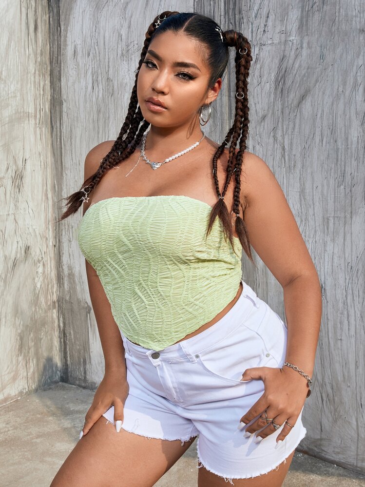 Plus Textured Criss Cross Back Tube Top | SHEIN USA