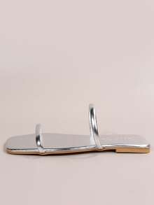 金屬質感細帶涼鞋 - 銀色 - 查看 3