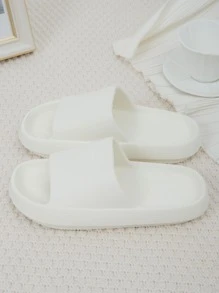 Women's Fashionable Minimalist Strap Plastic Slippers - White - View 2