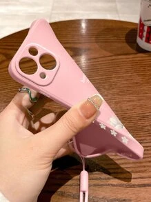 1个花卉图案TPU彩绘手机壳,带手带,兼容11/12/13/14/15/15 Pro/15 Plus/15 Pro Max,国际版,非国内版 - 粉色 - 查看 5