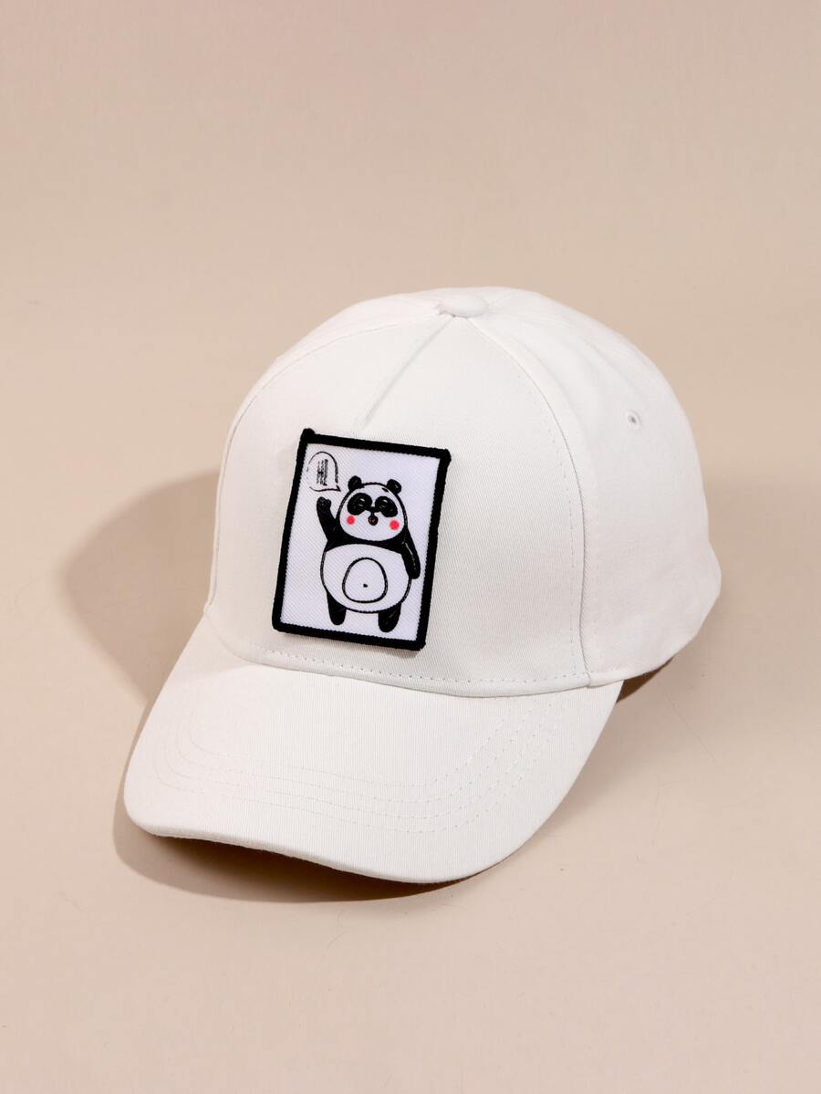 Niñas Gorra de béisbol panda con parche - Blanco - Ver 1