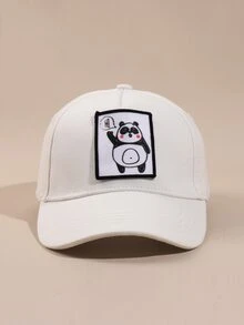 Niñas Gorra de béisbol panda con parche - Blanco - Ver 2