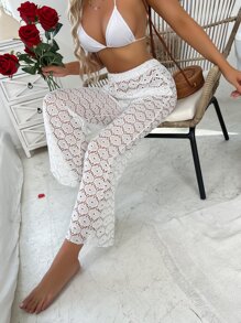 Pantalones playeros con abertura - Blanco - Ver 3