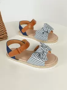 Girls Bow Decor Espadrille Ankle Strap Sandals