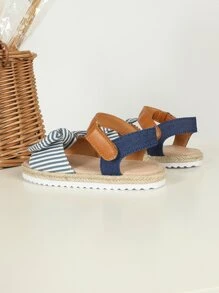 Girls Bow Decor Espadrille Ankle Strap Sandals