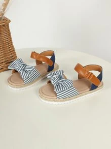 Girls Bow Decor Espadrille Ankle Strap Sandals