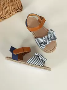 Girls Bow Decor Espadrille Ankle Strap Sandals