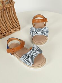 Girls Bow Decor Espadrille Ankle Strap Sandals