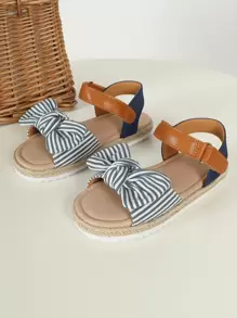 Girls Bow Decor Espadrille Ankle Strap Sandals