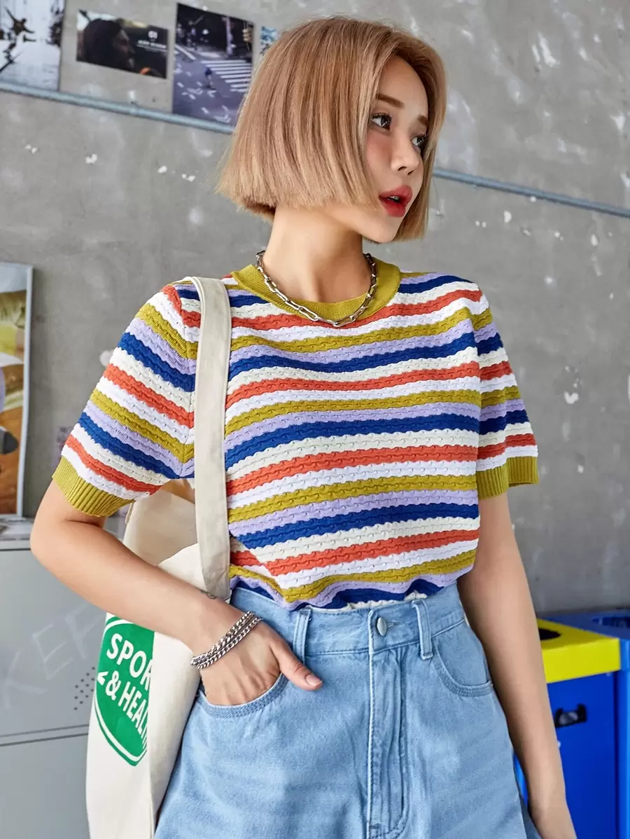 FRIFUL Women'S Striped Knit Top - Multicolor - View 1