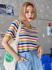 FRIFUL Women'S Striped Knit Top - Multicolor - View 2