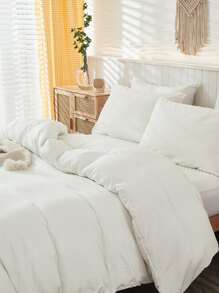 3pcs White Bohemian Farmhouse Style Bedding Set, Soft Microfiber Duvet Cover, Suitable For Men And Women (1 Duvet Cover + 2 Pillow Shams, Comforter Not Included), Essential For Student Dorms, Comfortable And Stylish