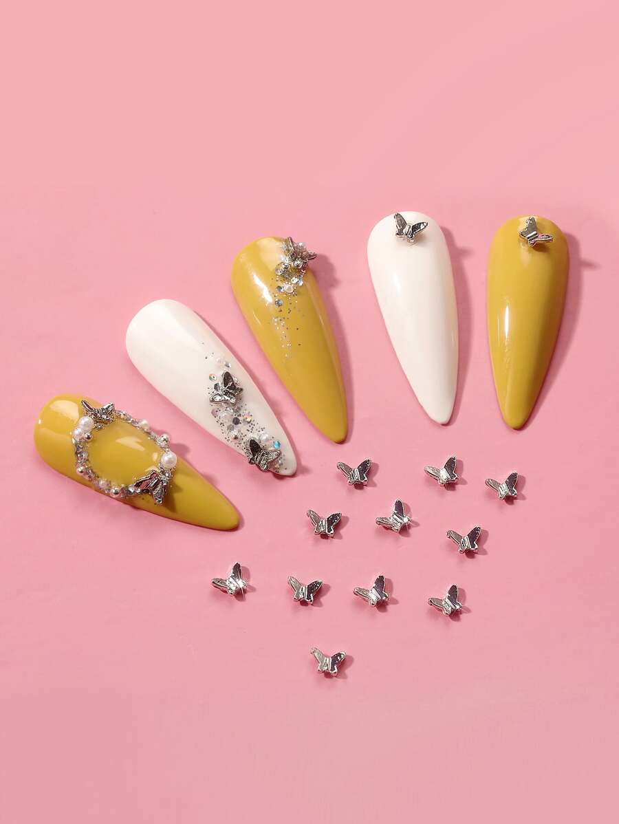 10 件装蝴蝶形美甲装饰 DIY 指甲饰品 指甲宝石 美甲用品
