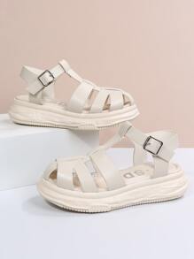 Buckle Decor Sport Sandals - Beige - View 3
