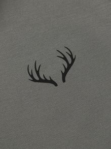 Manfinity Homme Men Antler Print Striped Trim Polo Shirt - Dark Grey - View 7