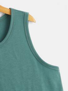 SHEIN Boys 3pcs Solid Round Neck Tank Top - Multicolor - View 4