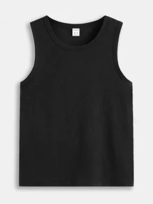 SHEIN Boys 3pcs Solid Round Neck Tank Top - Multicolor - View 5