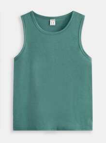 SHEIN Boys 3pcs Solid Round Neck Tank Top - Multicolor - View 9