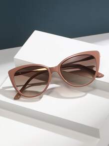 貓眼著色鏡片太陽眼鏡 - 卡其色 - 查看 2