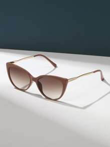 貓眼著色鏡片太陽眼鏡 - 卡其色 - 查看 3