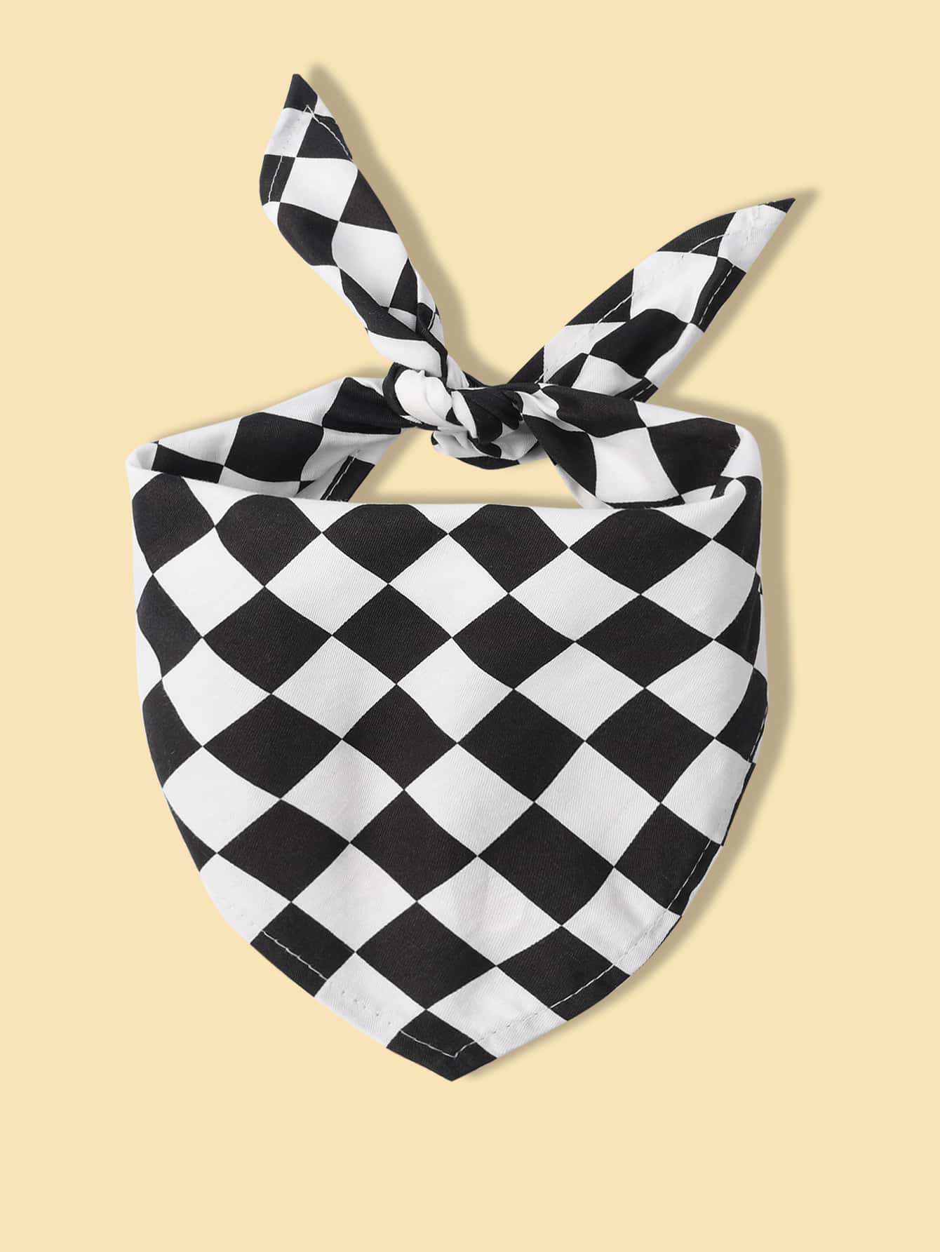 1pc Plaid Pattern Pet Bandana - Đen và trắng - Xem 1