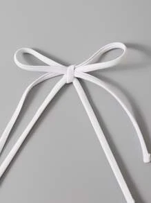 SHEIN Swim Top bikini triángulo simple halter - Blanco - Ver 5